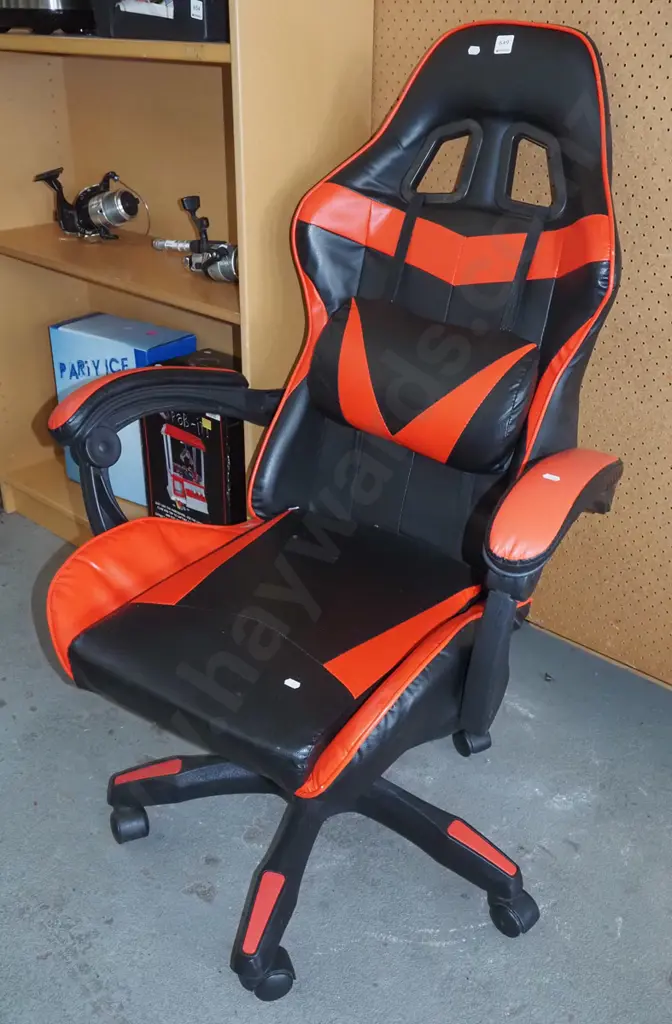 black and red vinyl chair Image 1++