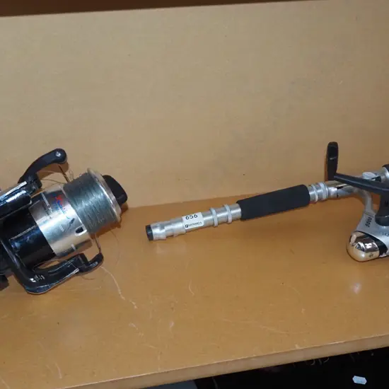 telescopic fishing rod and reel, 1 other large reel