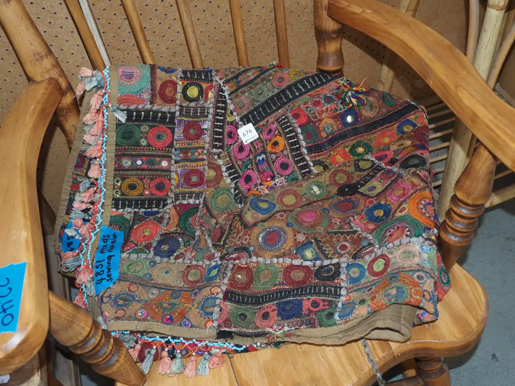 Indian hand worked blanket - needs sewing repairs Image 1++