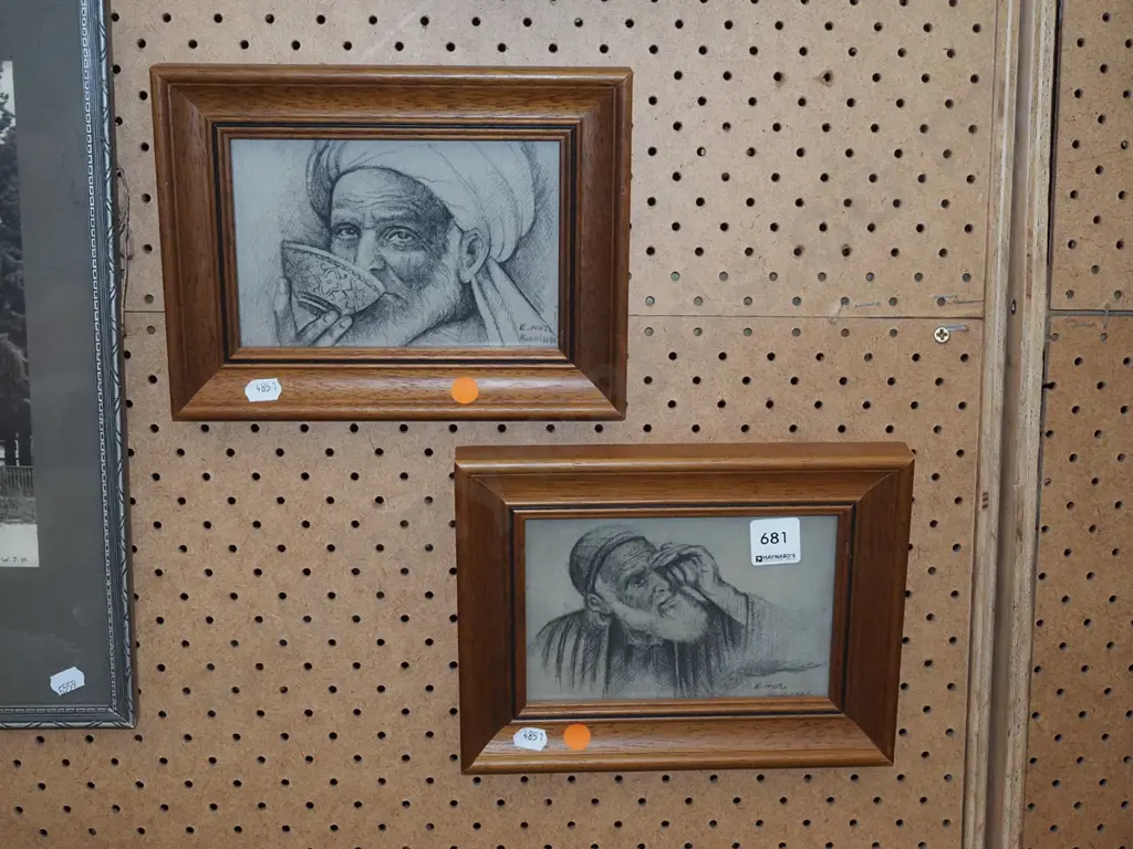 2x framed prints - portraits - orange dots Image 1++