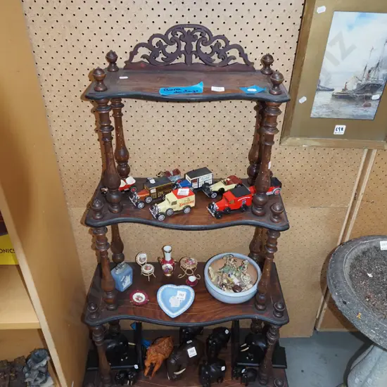 Victorian mahogany 3 tier what not - some borer