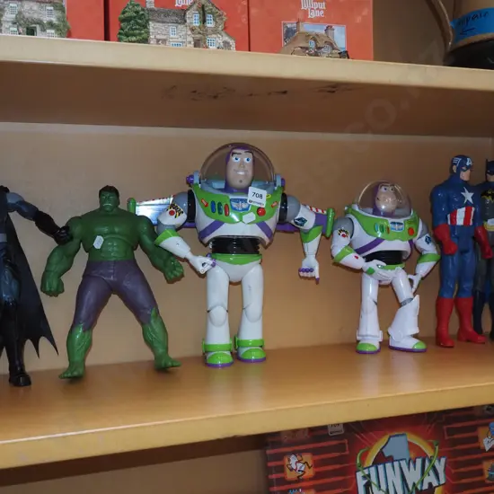 shelf of action figurines