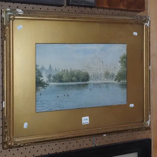 framed print- lake - damage/foxing