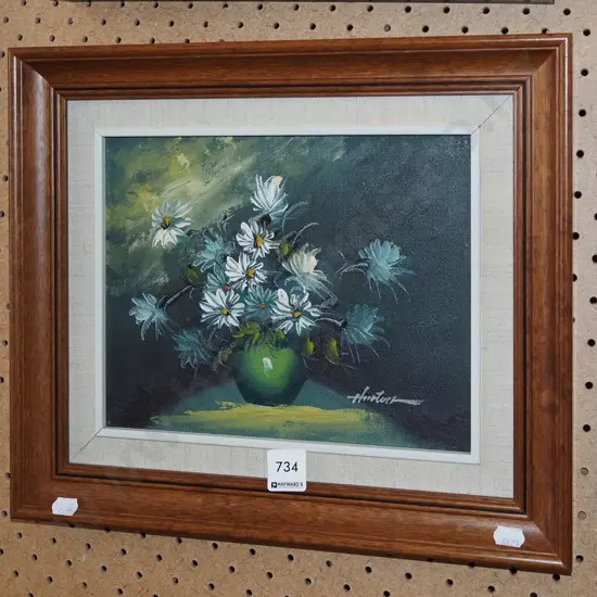 framed oil on board - flowers