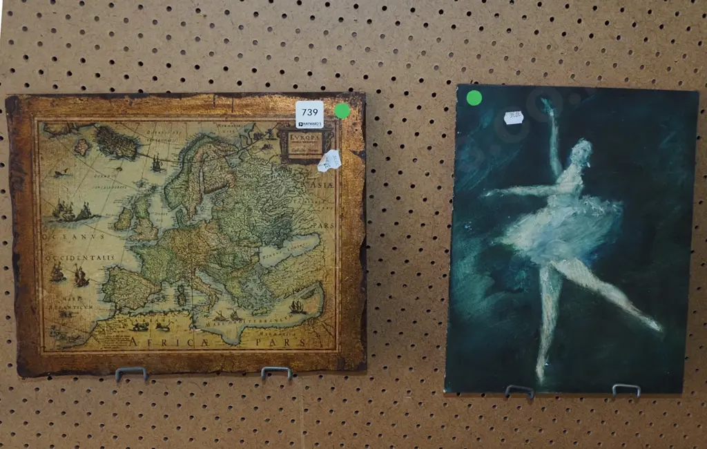 unframed oil - ballerina, reproduction print - green dots Image 1++