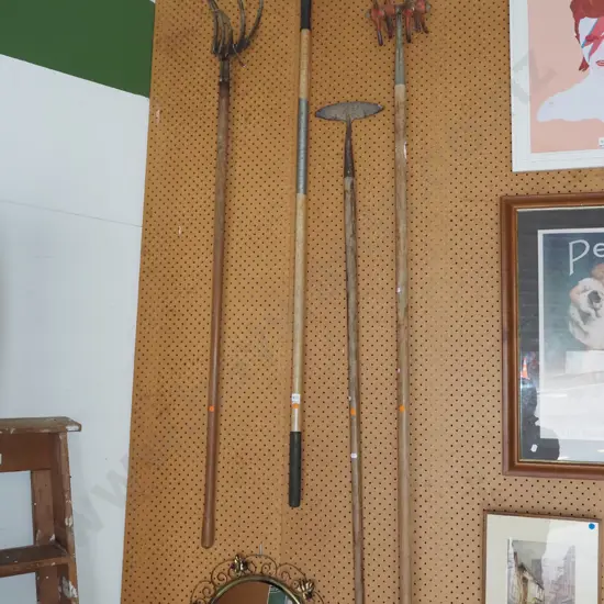 various garden tools - orange dots