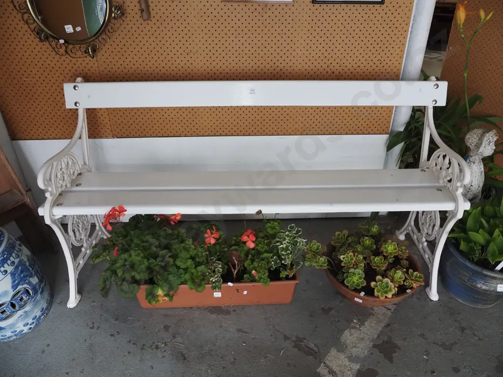 restored cast iron ended and wooden garden bench seat Image 1++
