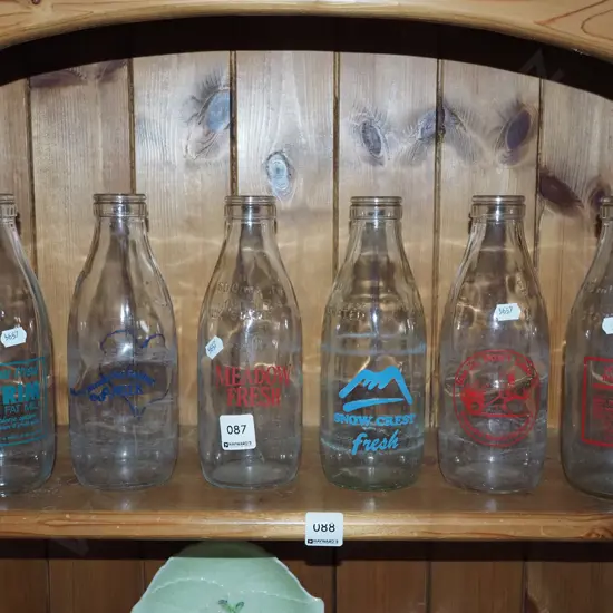 6x vintage milk bottles