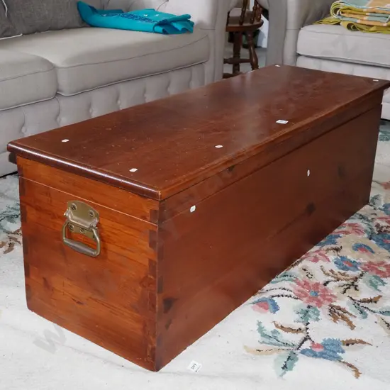 pine blanket box with drop handles H430 W1250 D430