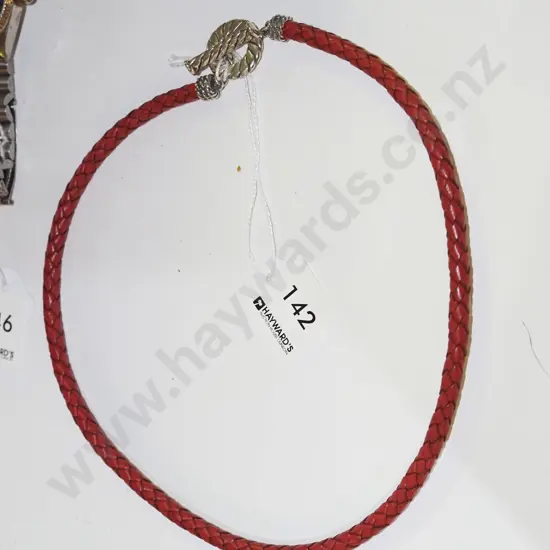 woven leather & stirling silver clasp necklace