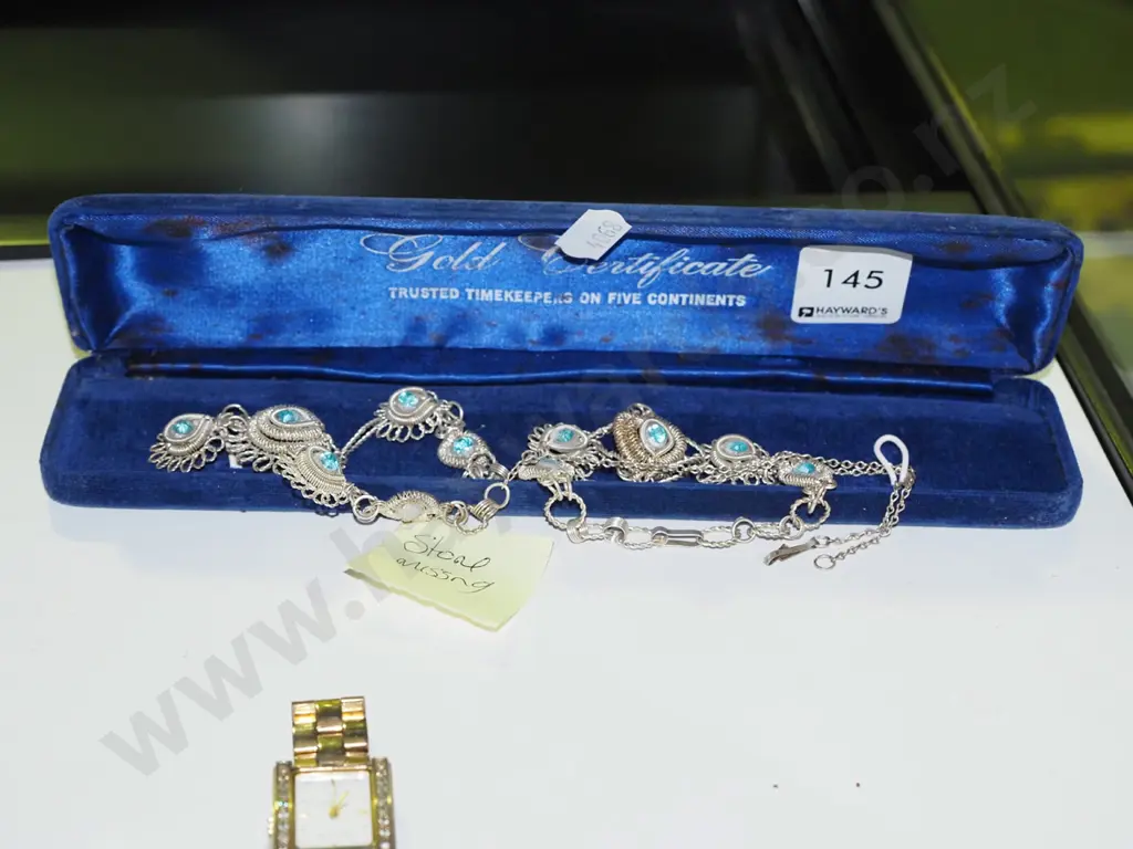 costume necklace & braclet, necklace missing one stone Image 1++