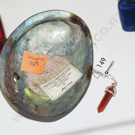 paua shell, pendant with stirling silver mount & chain