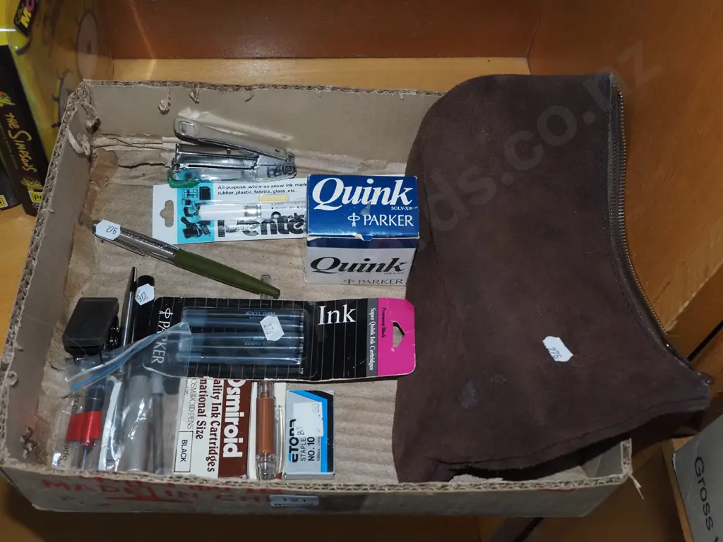 box; stationery items, ink, stapler, pens etc Image 1++