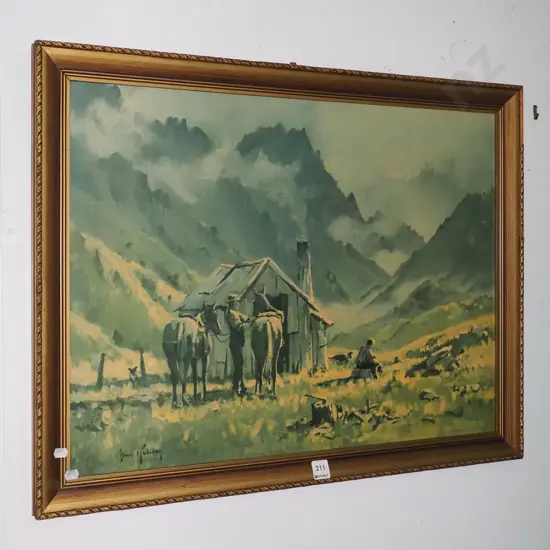 framed, faded Brian Haliday print - stockman