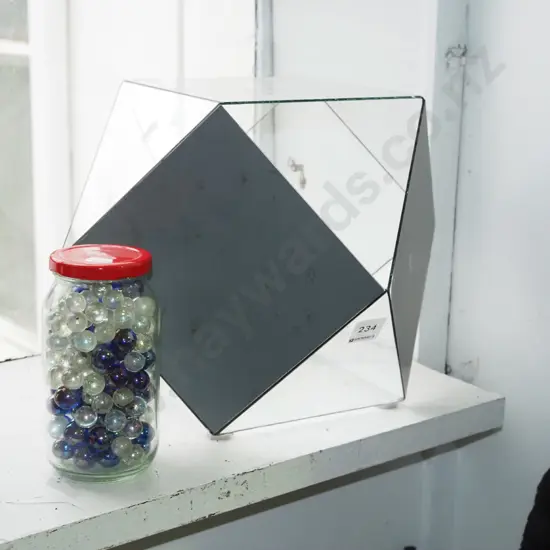 jar of glass marbles & glass terrarium