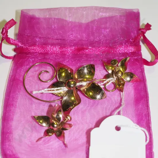 gold plated brooch & clip on earrings