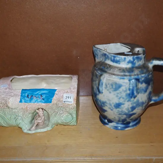 Sylvac goblin vase, ceramic mottled electric kettle