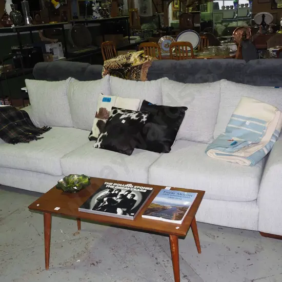 grey upholstered contemporary 3 seater settee with matching cushions H800 W2770 D1000