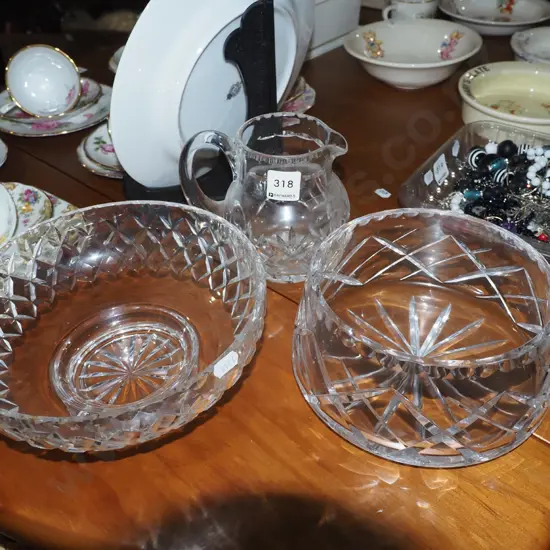 cut crystal bowls, small jug