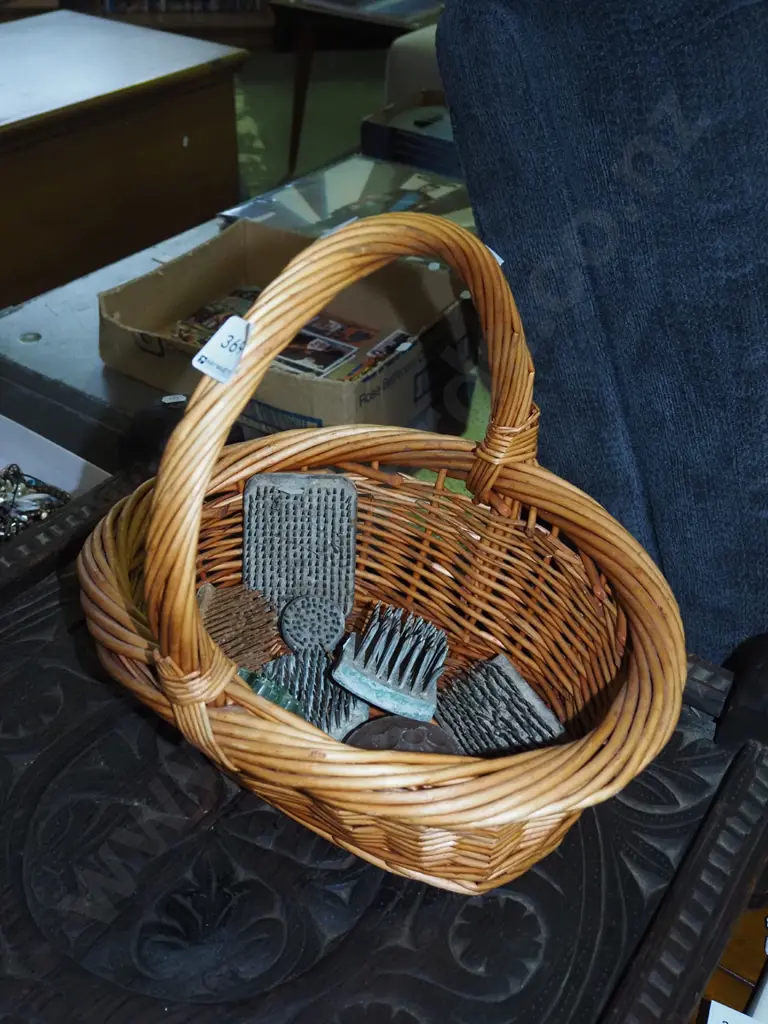cane basket and flower frogs Image 1++