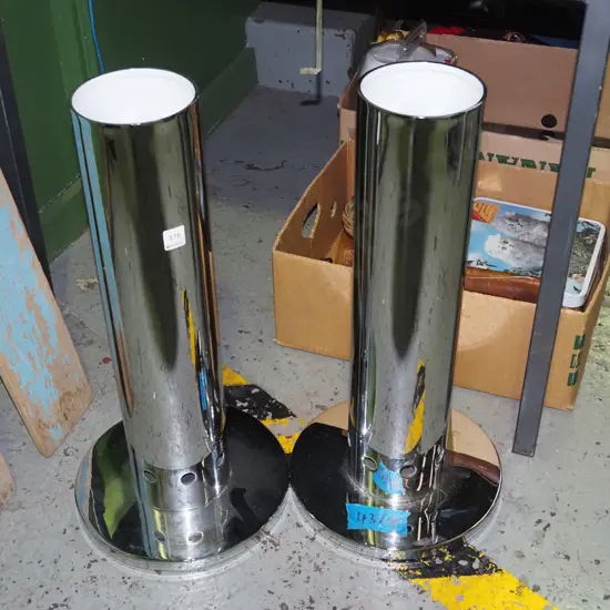 pair of chrome jardinere stands H620