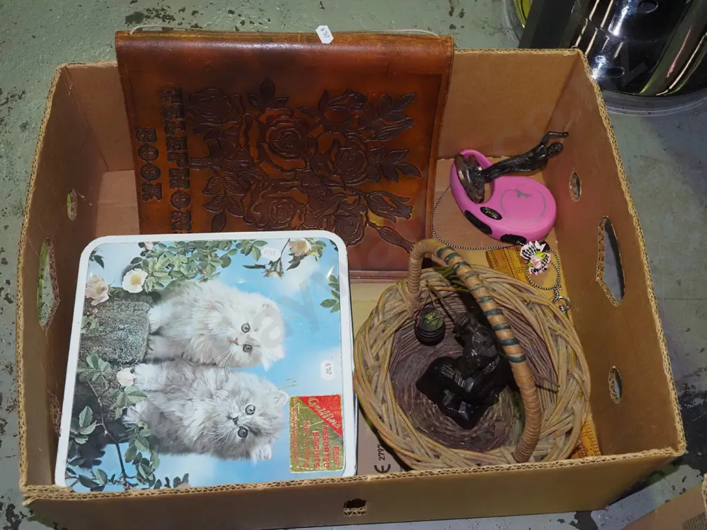 box; cane basket, dog lead, biscuit tin etc Image 1++