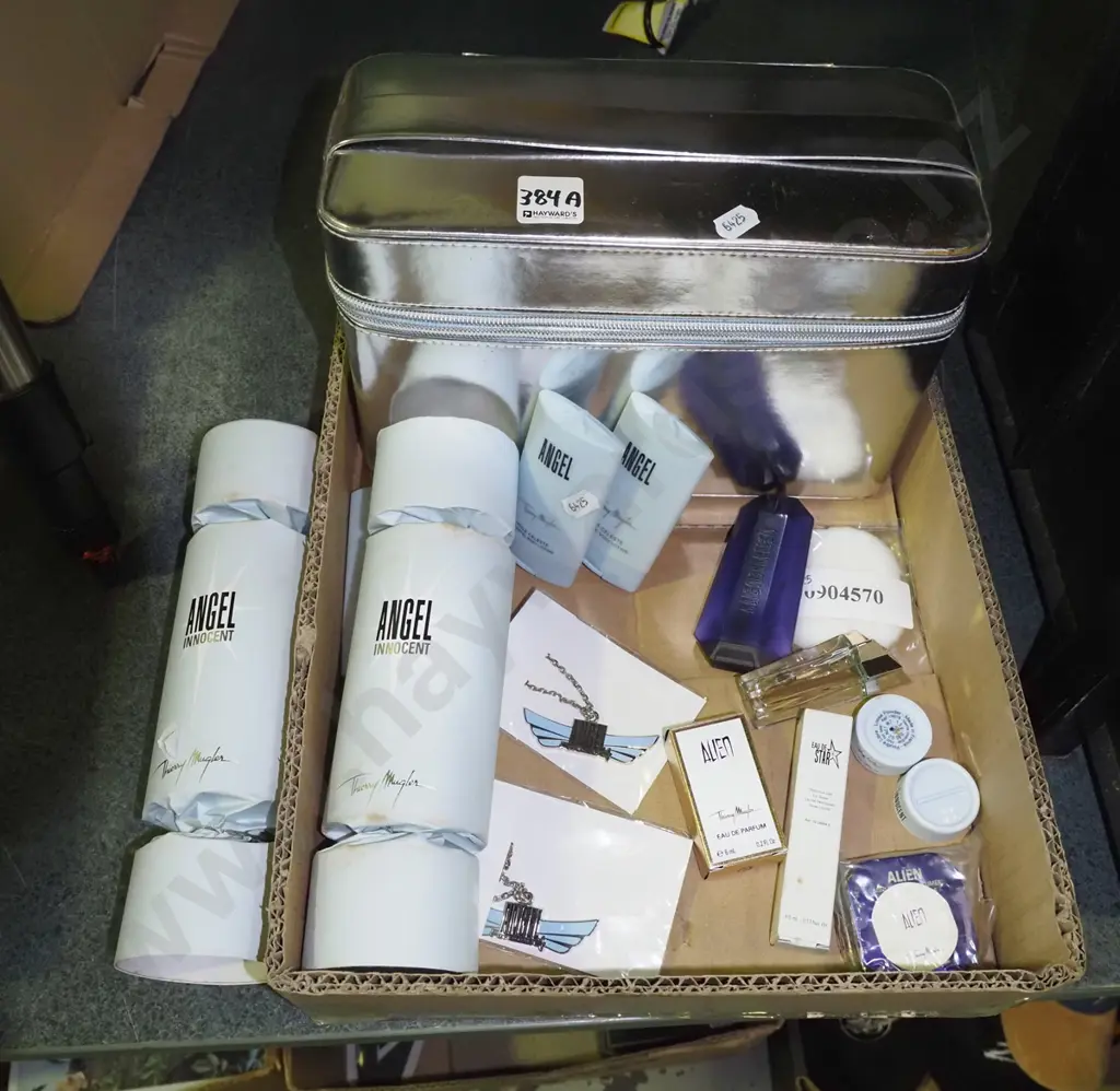 box of perfume and toiletries; Alien, Thierry Mulger Angel etc Image 1++