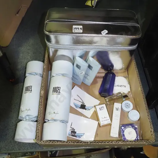box of perfume and toiletries; Alien, Thierry Mulger Angel etc