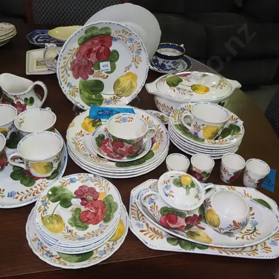 Simpson belle fiore dinner items; plates, bowls, cups - etc - chips and cracks