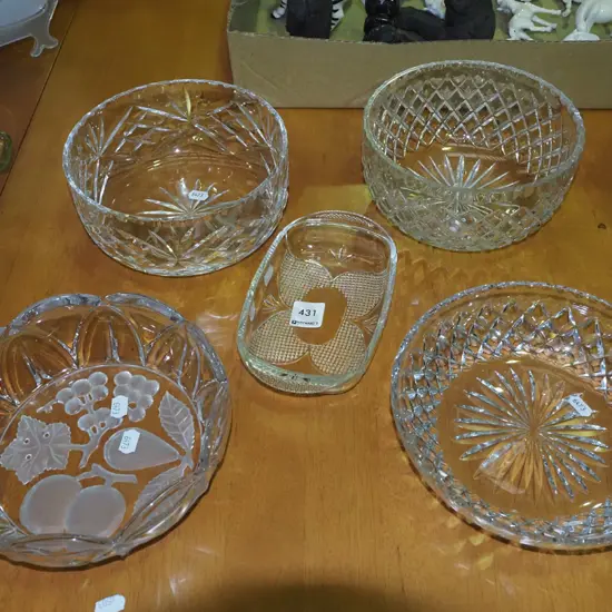 crystal and glass bowls, cut glass butter dish