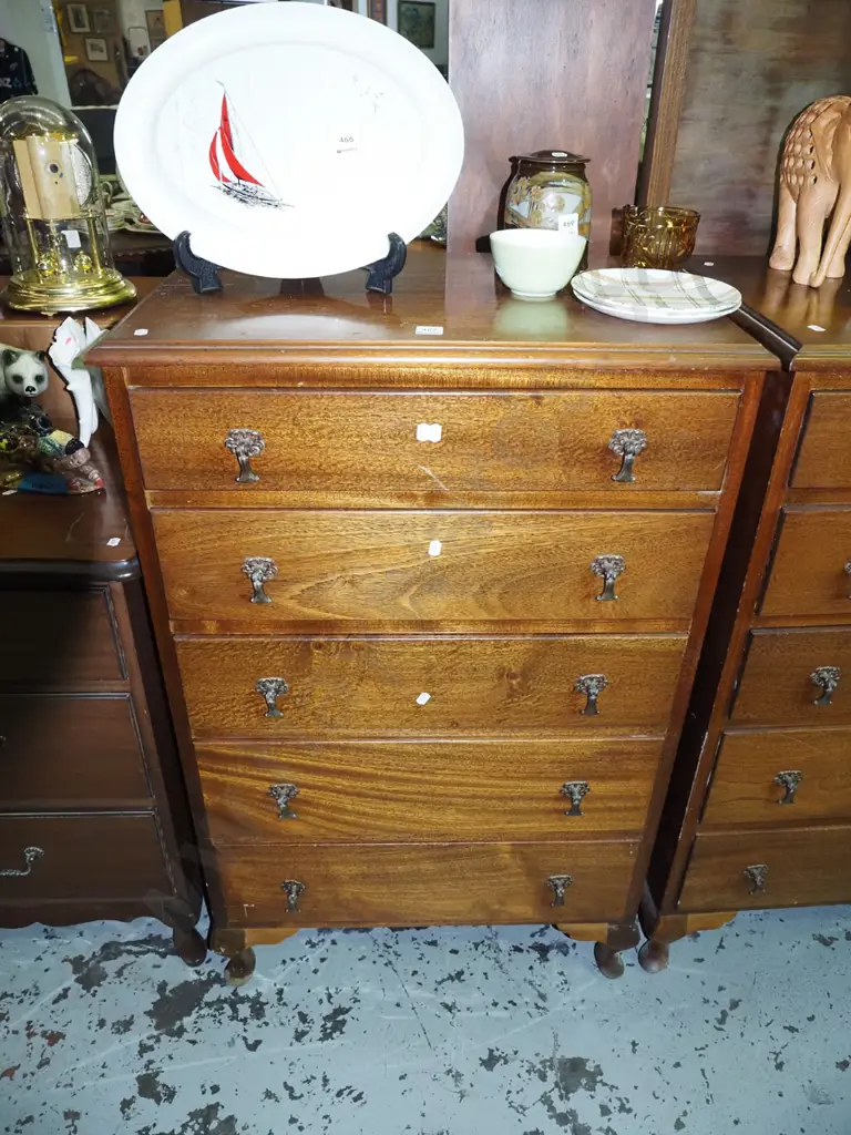 mahogany cab leg 5 drawer tall boy H1000 W630 D420 Image 1++