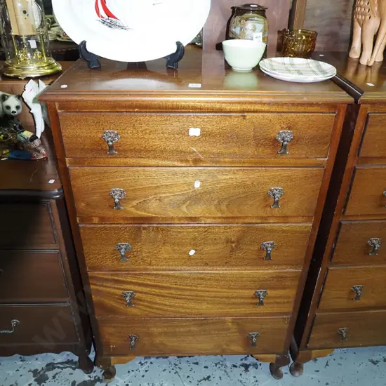 mahogany cab leg 5 drawer tall boy H1000 W630 D420