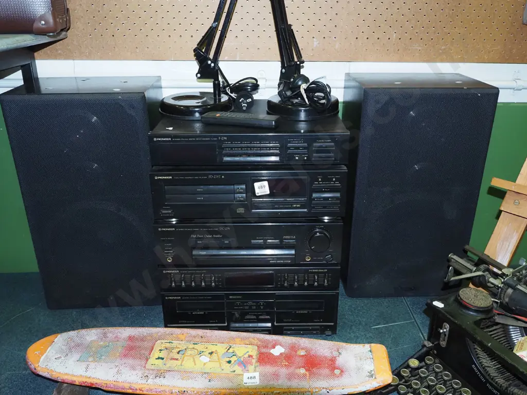 Pioneer stereo - tuner, CDs, twin tape cassettes, speakers - no turntable Image 1++