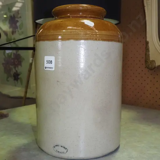 Timaru potteries wide mouth storage crack H290
