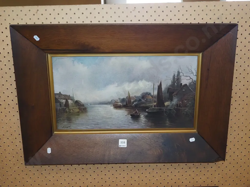 oak framed print - river scene Image 1++