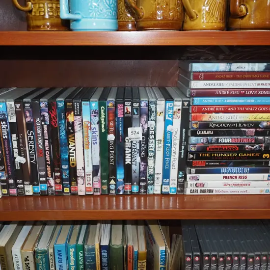 shelf of DVDs