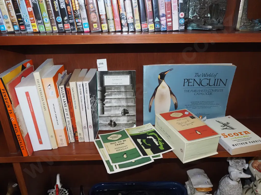 shelf of Penguin books, box of postcards - Penguin books Image 1++