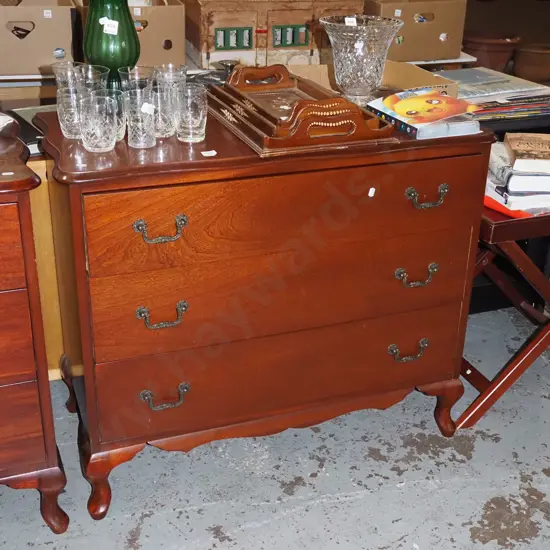 mahogany cab leg 3 drawer lowboy H745 W860 D410