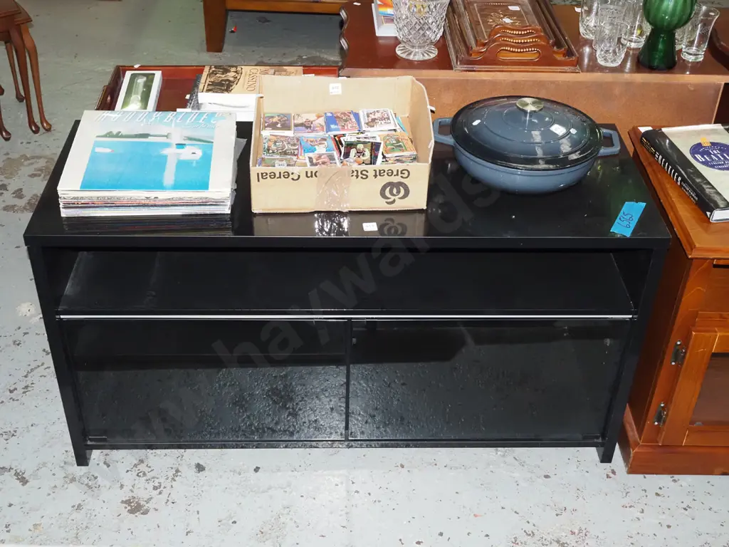 black smoked glass entertainment unit Image 1++