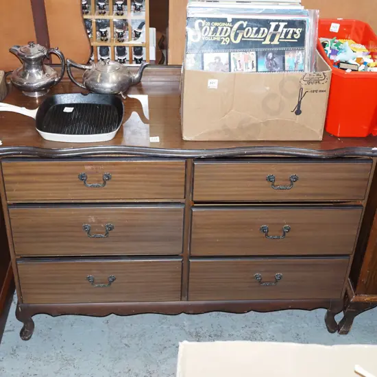 mdf faux wood veneer 6 drawer lowboy H760 W1100 D430