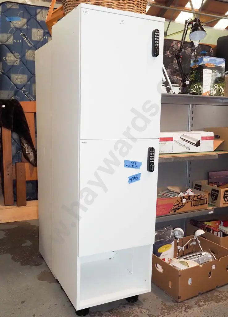 mdf melteca bank of 2x push button lockers H1590 W450 D500 Image 1++