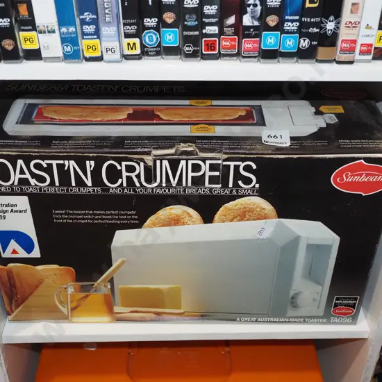 boxed as new old stock Sunbeam toast n crumpets toaster