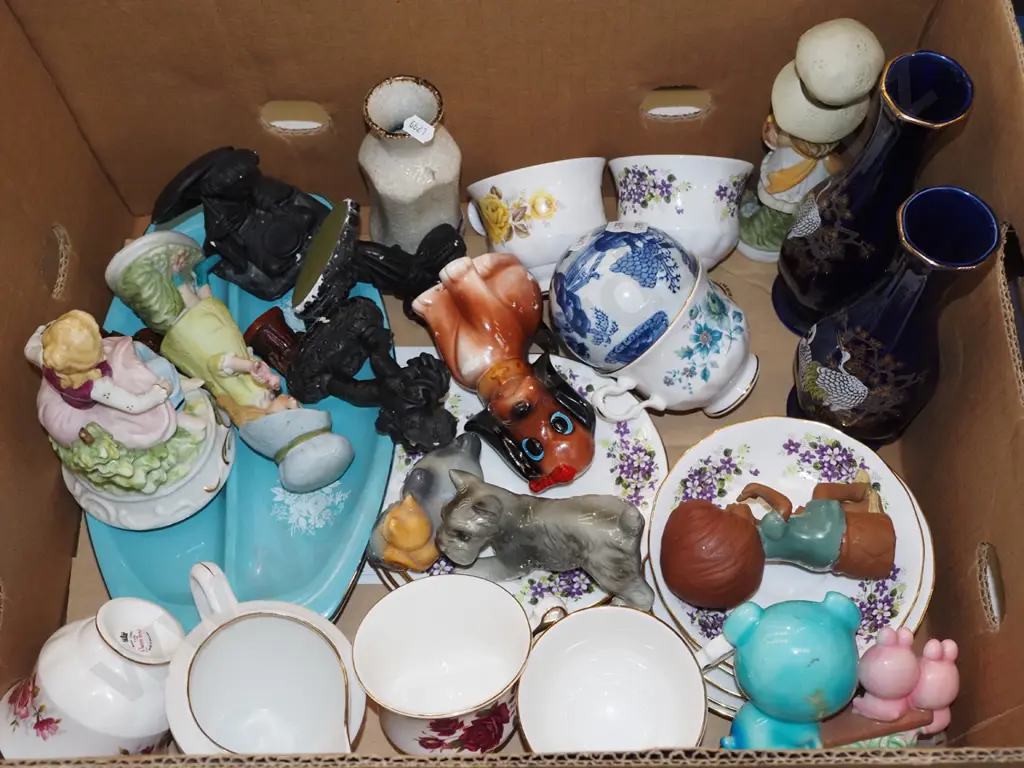 box; animal figurines, cups, saucers etc Image 1++