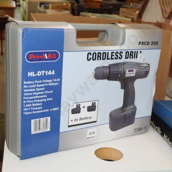 boxed as new  Promax battery powered drill