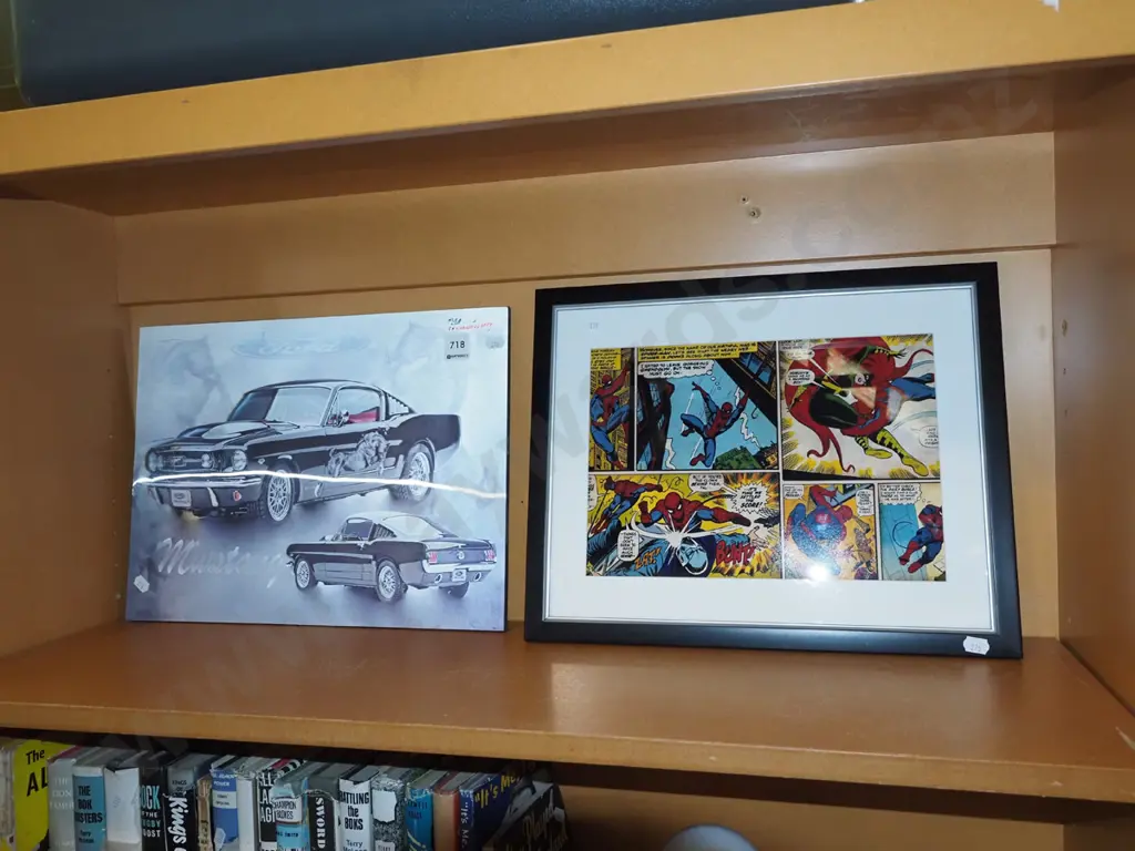 3D mustang print and a framed spider man comic print Image 1++