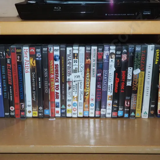 shelf of DVDs