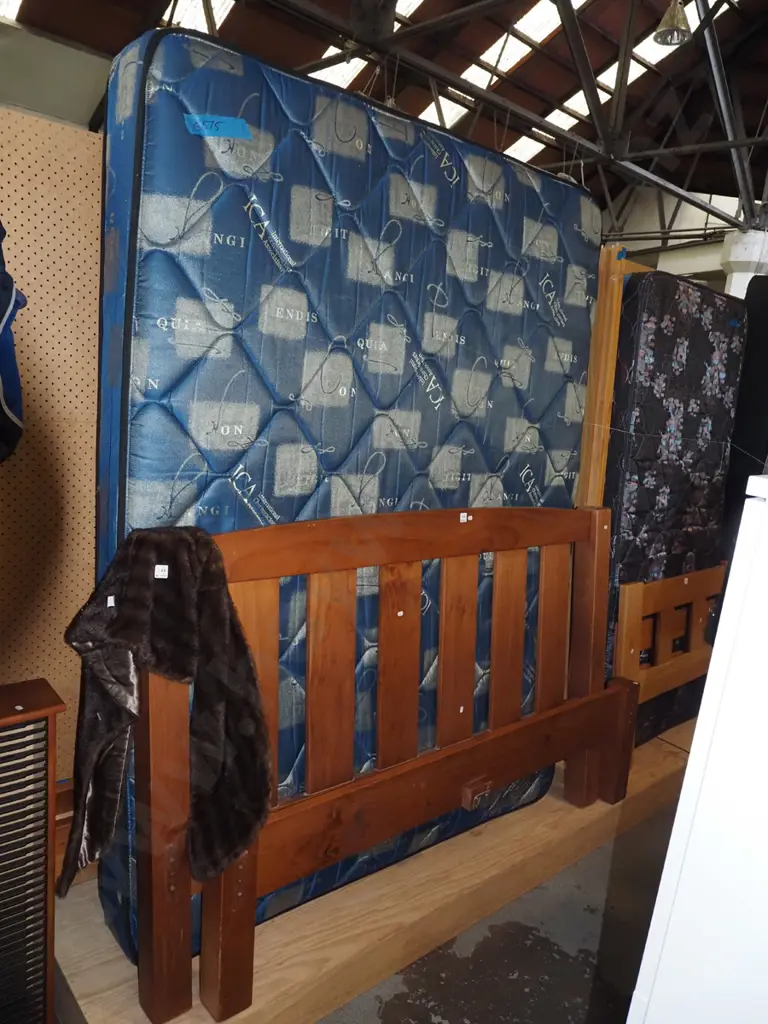 queen slat bed base mattress and headboard Image 1++