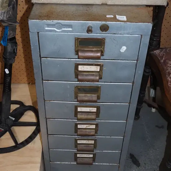 vintage rusty 7 drawer filing cabinet H670