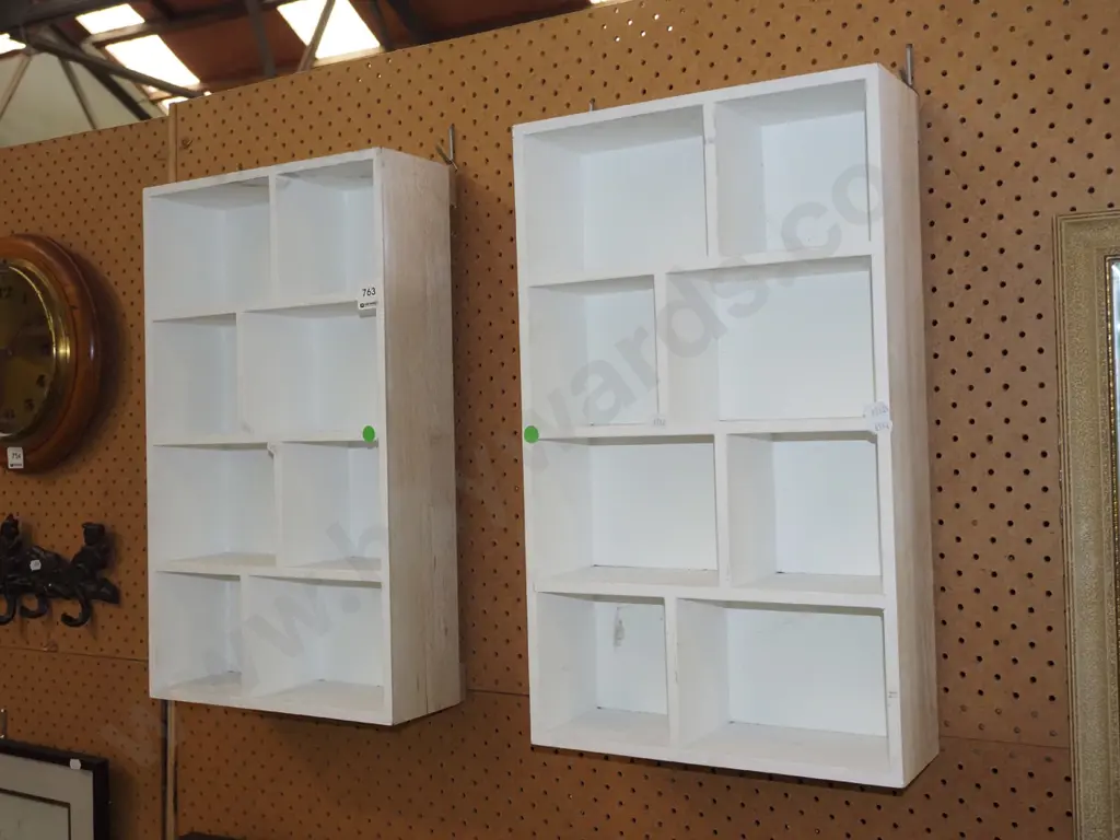 pair of white painted mdf display shelves Each H500 W300 D100 Image 1++