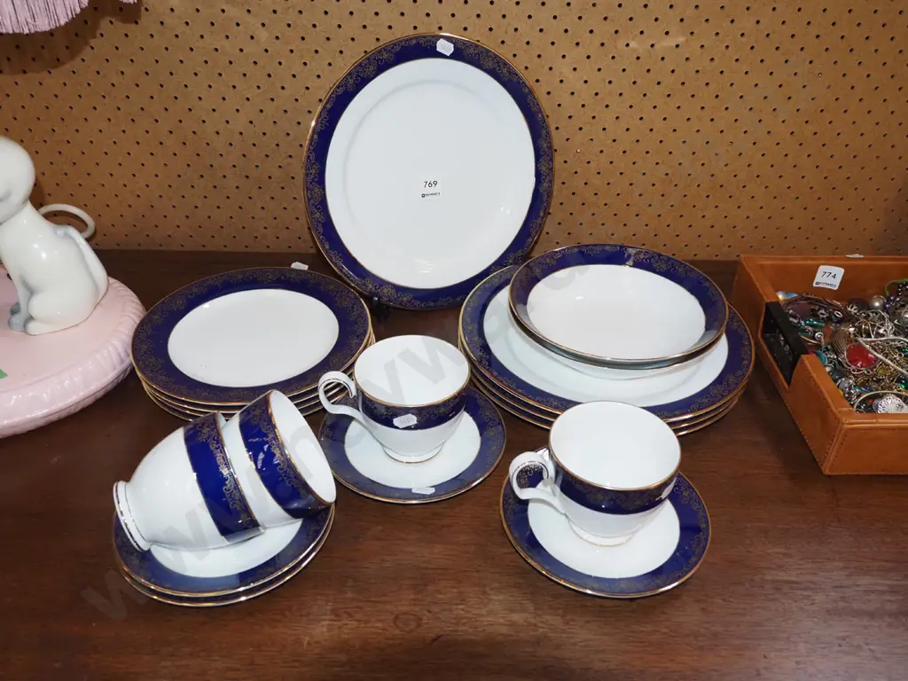 assorted blue, gold and white Noritake plates, bowls, cups Image 1++